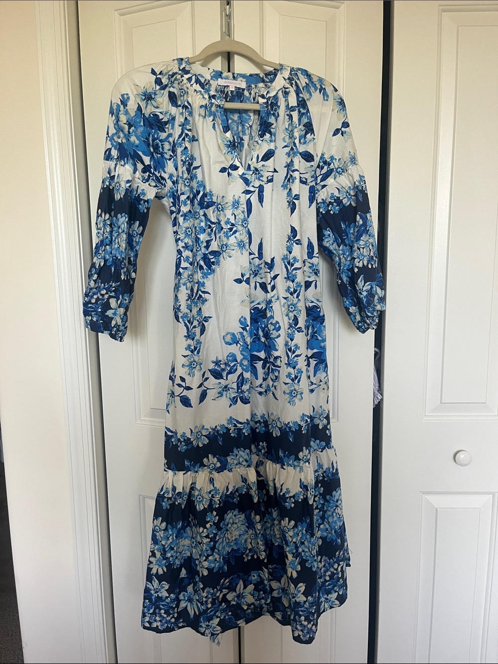 Olivaceous Blue & White Floral Maxi Dress